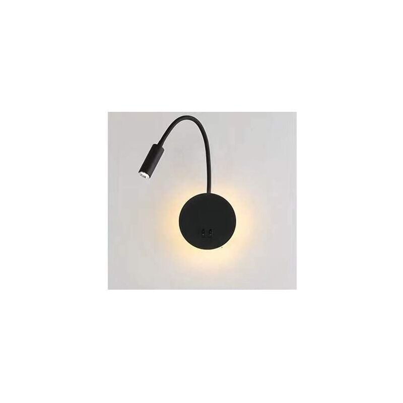 

Lámpara de noche LED de 3 + 8W para lectura Lámpara de lectura de cisne flexible LED (negro) Lámpara de pared Lámpara de lectura LED con interruptor