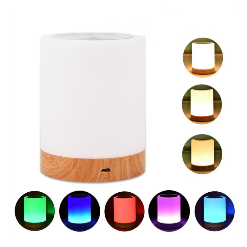 

Abcrital - Lámpara de noche LED, lámpara de mesa de atmósfera ajustable para la sala de estar del dormitorio, luz nocturna portátil de 16 colores con