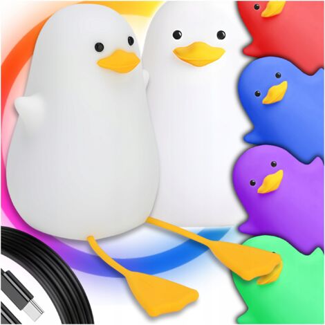 L脕MPARA DE NOCHE LED PARA NI脩OS DIVERTIDO PATO DE SILICONA + COLORES CAMBIABLES