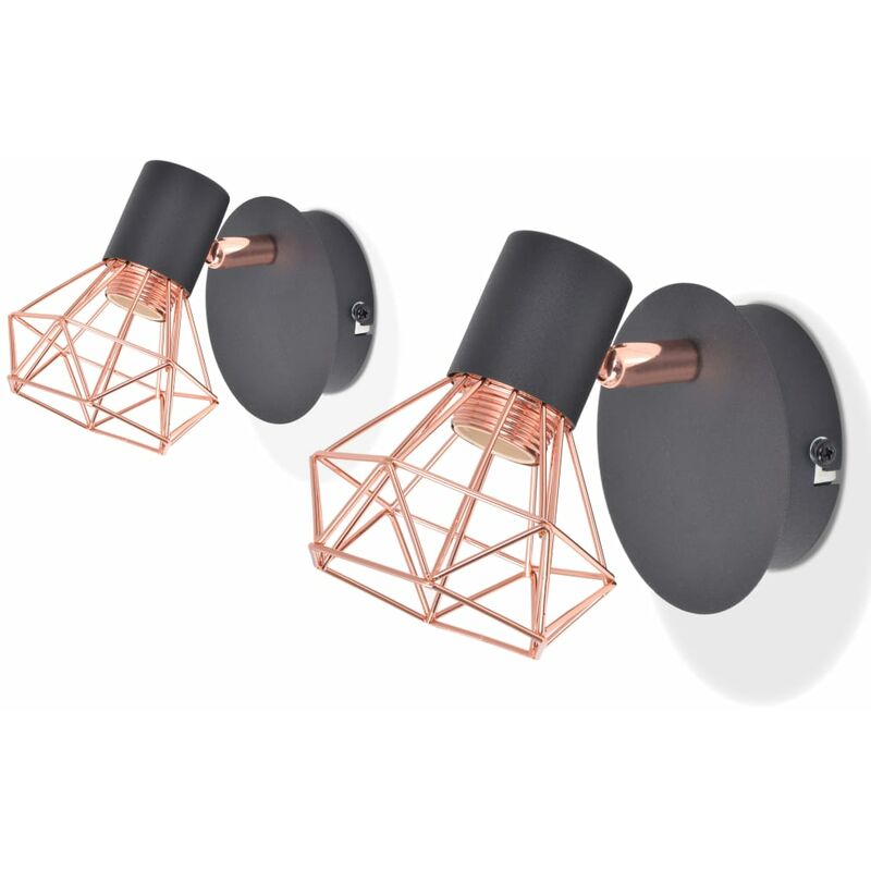 

Lámpara de pared 2 unidades E14 negro y cobre - Negro