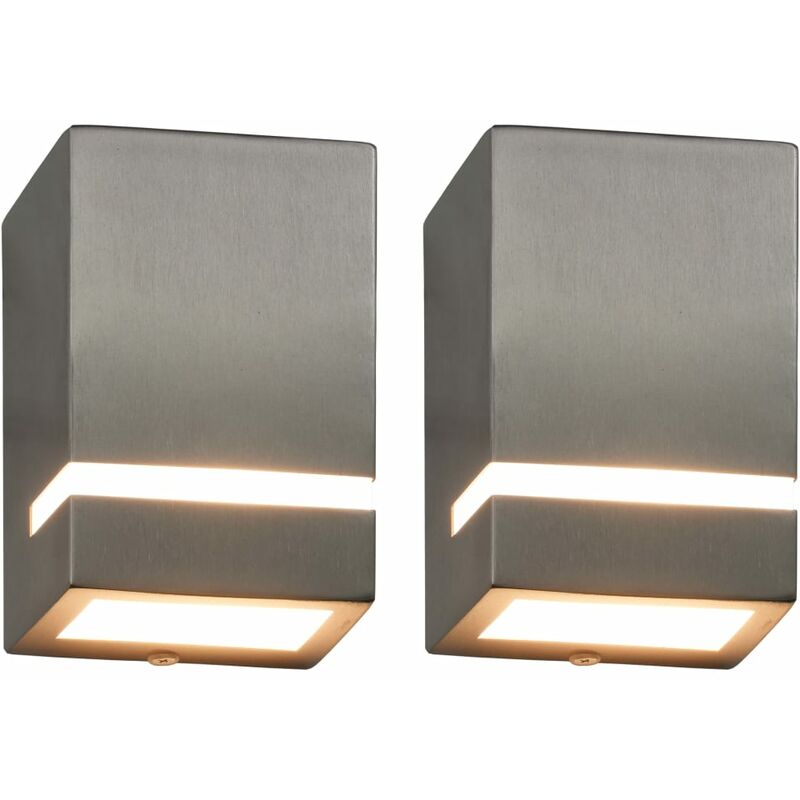 

Lámpara de pared de jardín 2 uds 35 W rectangular plateada - Plateado