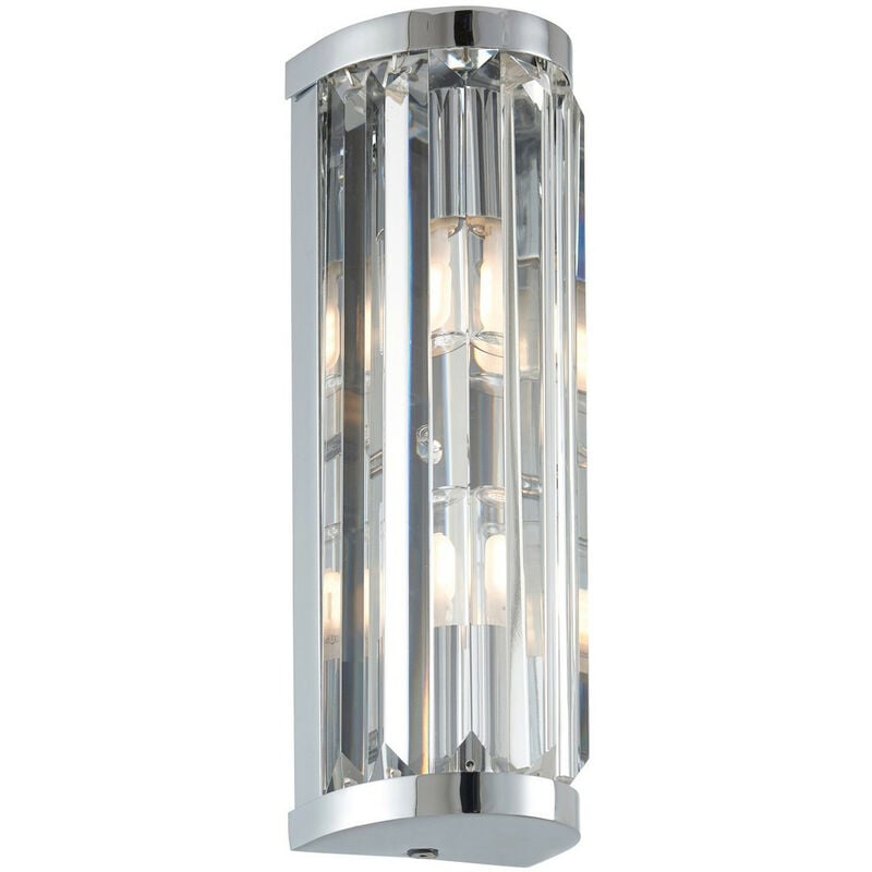 

Lámpara de pared de vidrio con placa cromada, cristal transparente