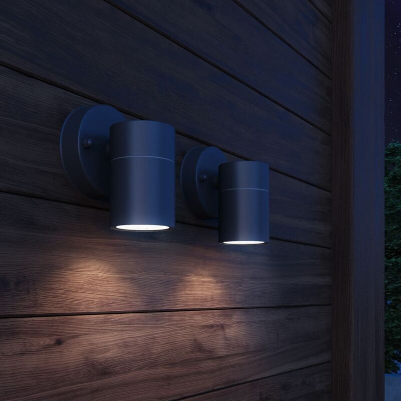 

Lámpara de pared exterior 2 uds acero inoxidable descendente - Negro