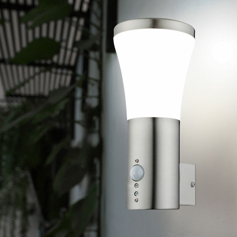 

Aplique de pared exterior LED lámpara de pared de acero inoxidable detector de movimiento luces exterior plástico gris, sensor de movimiento, 1x LED