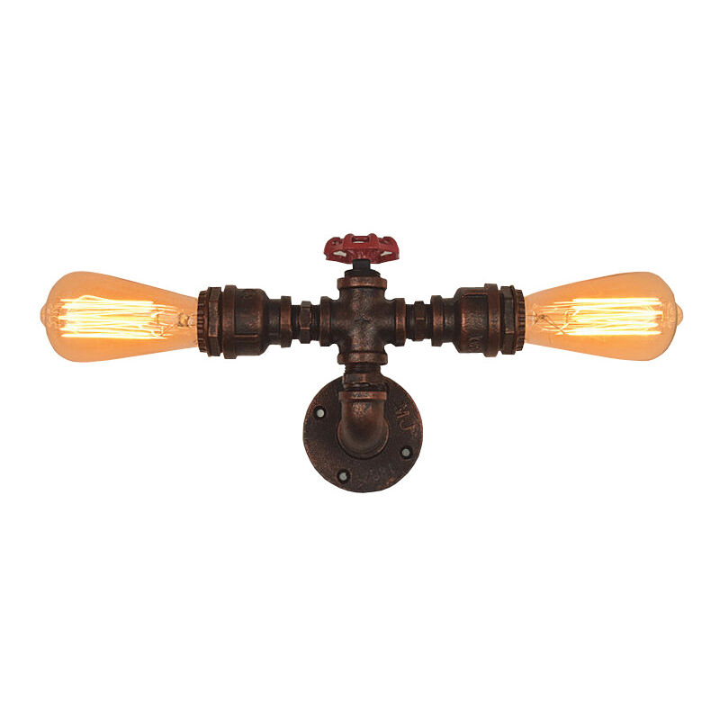 

Wottes - Lámpara de pared industrial steam punk, apliques pared tubería agua metal bar café suspensión baño pasillo 2 luces Bronce - Negro