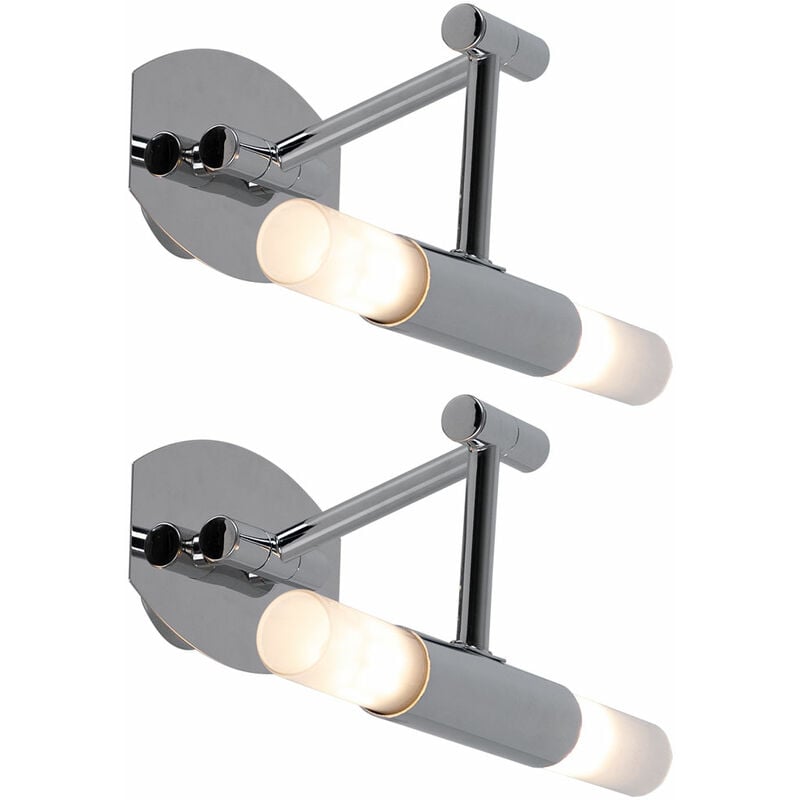 

Lámpara de pared LED Lámpara de pared de vidrio cromado Lámpara de pared interior móvil para dormitorio, lámpara giratoria, 2x LED 2.5W 210lm, An x