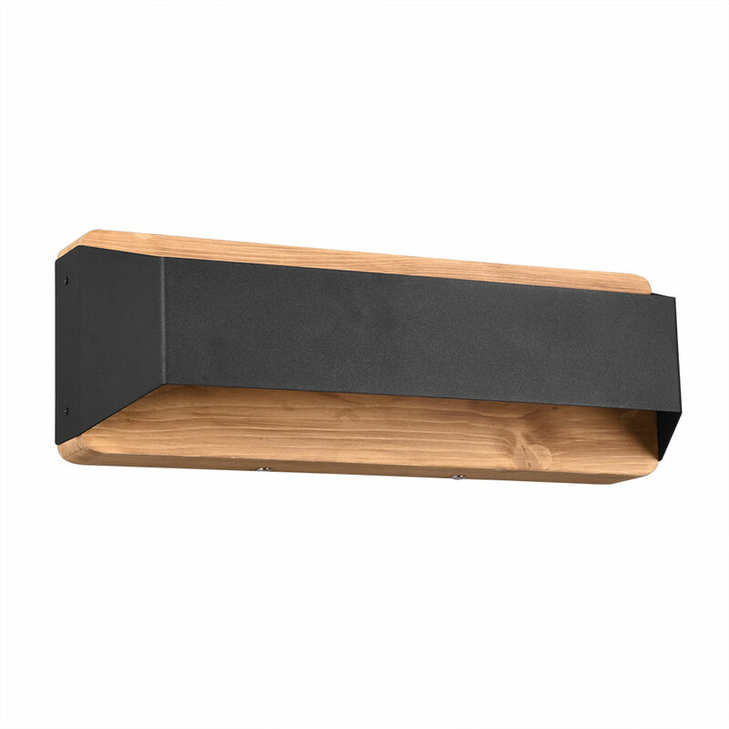 

Lámpara de pared lámpara de madera interior regulable lámpara de pared negra LED arriba y abajo, regulador de intensidad, madera marrón metal negro,