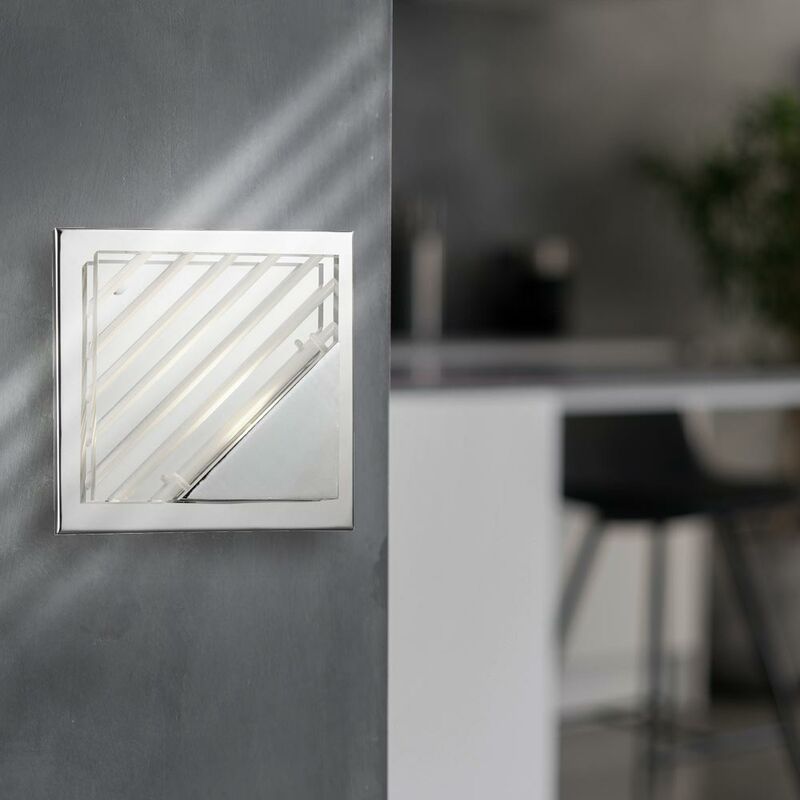 

Lámpara de pared lámpara de pared LED para escalera lámpara de pasillo cuadrada, aluminio cromado plateado, 5W 350lm 3000K, L x An 15 x 15 cm