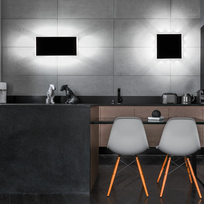 Applique murale led pour couloir, éclairage indirect, lampe de chambre à coucher, noir, métal acrylique, 12W 850lm blanc chaud, lot de 2