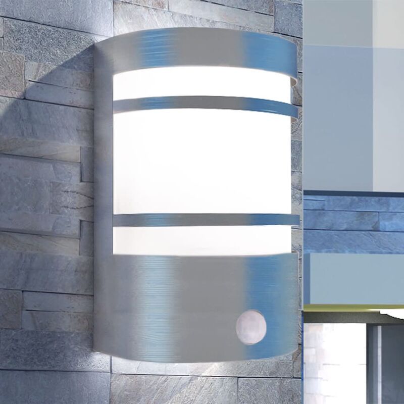 

Lámpara de pared para exterior con sensor de acero inoxidable - Plateado