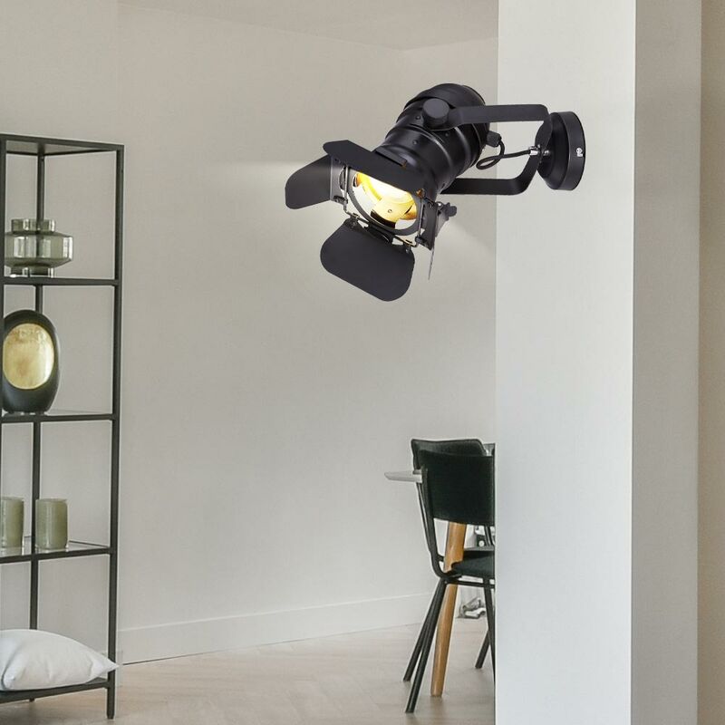 

Lámpara de pared VINTAGE, foco de iluminación para sala de estar, punto de iluminación negro ajustable