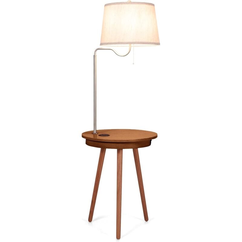 

Lámpara de Pie con Mesita Auxiliar Lámpara de Noche para Dormitorio Salón Iluminación Interior con Pantalla y USB Interfaz