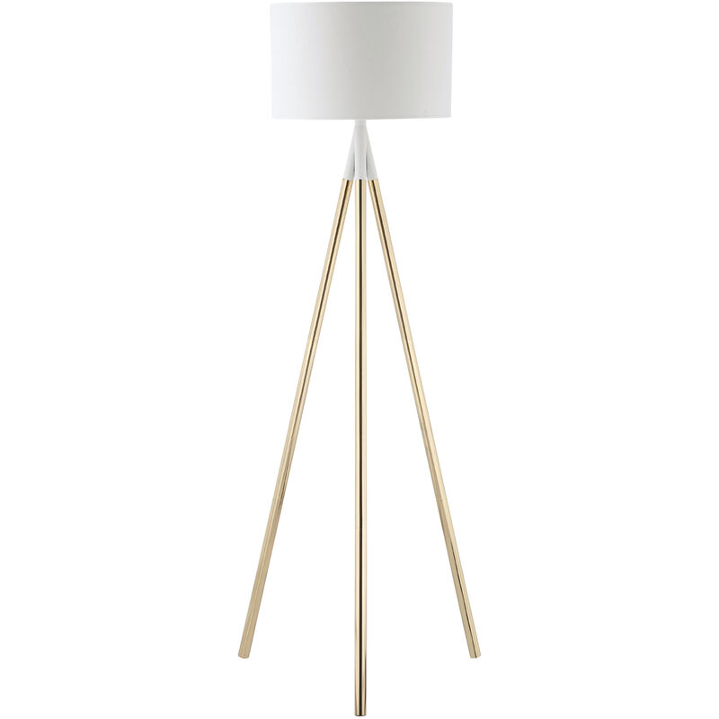 

Lámpara de Pie con Trípode de Metal Casquillo E27 Máx. 40W Pantalla de Tela e Interruptor de Pie Moderna para Salón Dormitorio Ø53x144 cm - Blanco y