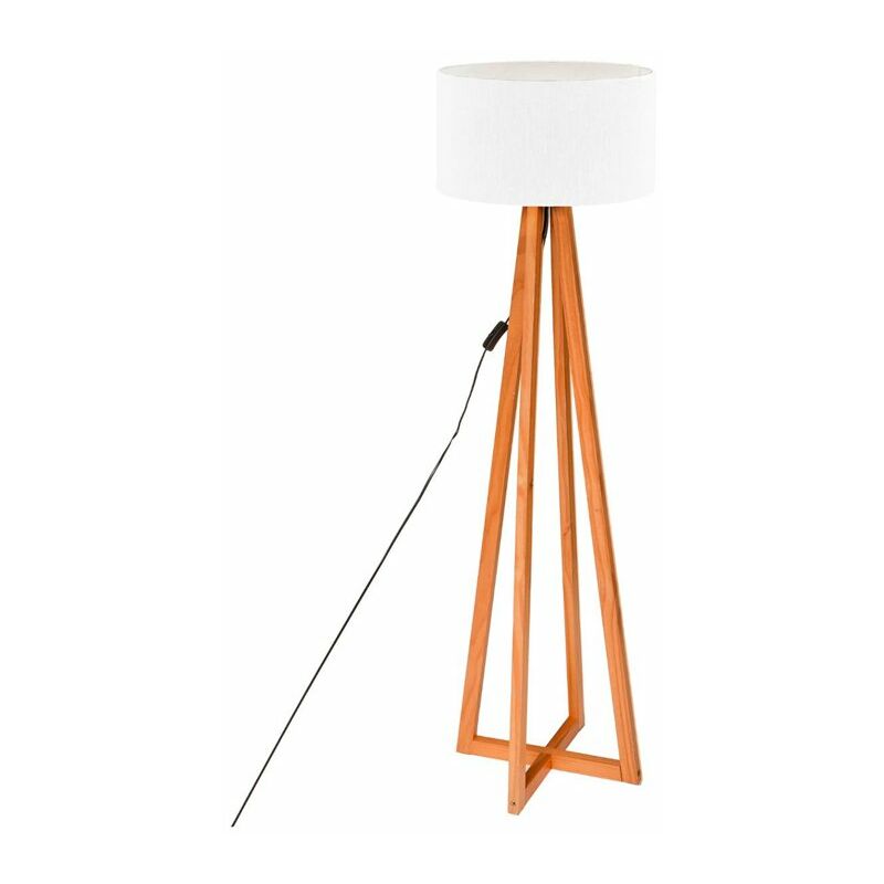 

Atmosphera - Lámpara de pie de madera con pantalla blanca E27 25W