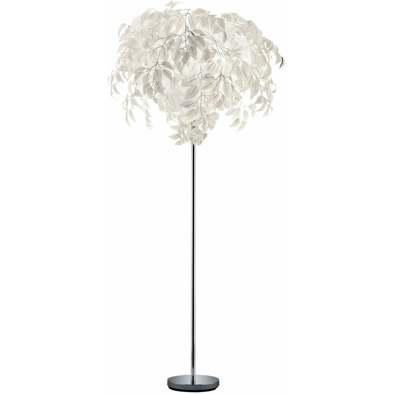 

Lámpara de pie hojas blanco lámpara de pie lámpara de hoja cromada de pie, fabricada en metal con interruptor de pie, 3x E14, FxH 70 x 180 cm