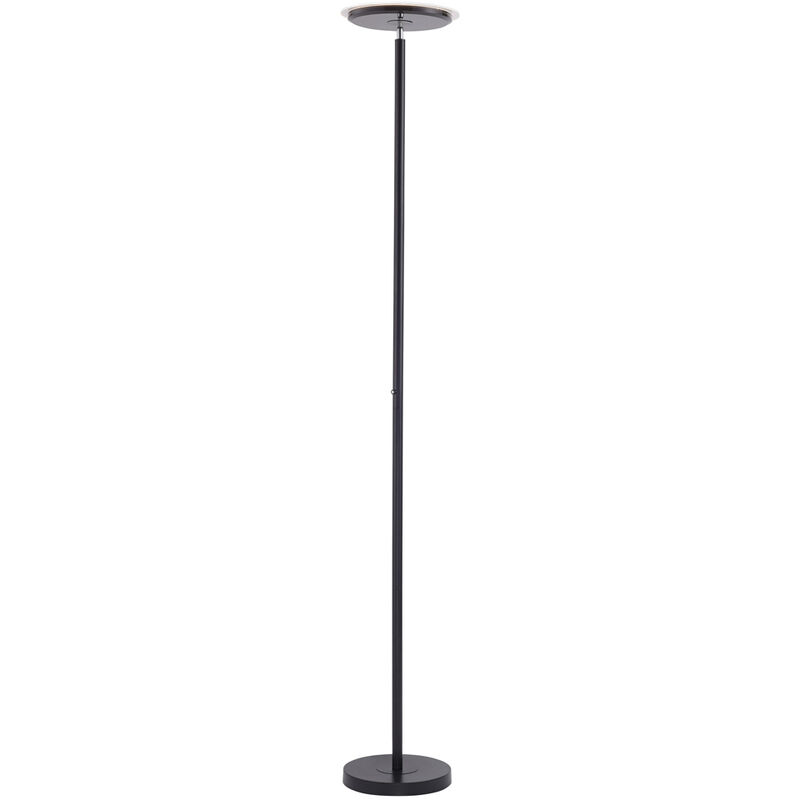 

Lámpara de pie lámpara de pie LED uplighter lámpara de pie de salón dimmer con foco regulable, metal negro, 1x LED 22W 1700 lm blanco cálido, H 181 cm