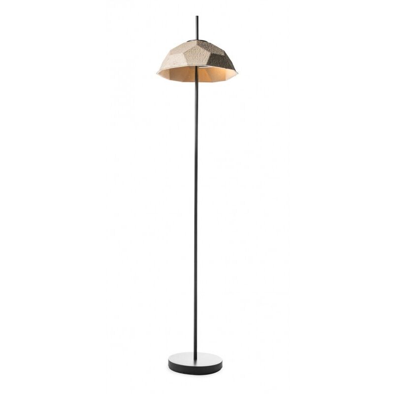 Lámpara de pie gris paloma pantalla negra 160 cm de altura
