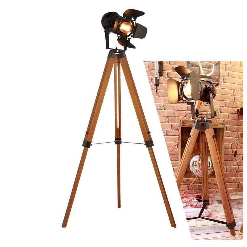 

Barcelona Led - Lámpara de pie vintage con trípode 'CINEMA' 137cm | Negro