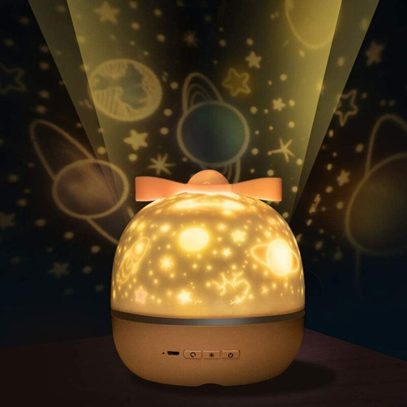 

Abcrital - Lámpara de proyección Luz de noche Proyector de cielo estrellado LED con 6 transparencias Regalo para niños giratorio de 360 ​​° (Connect