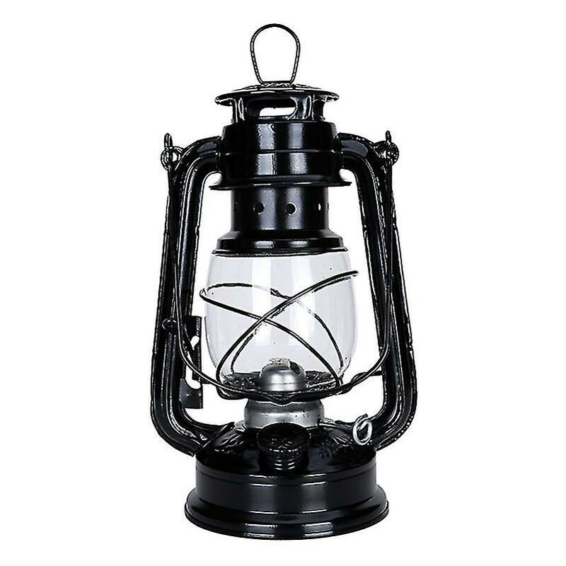 Lámpara de queroseno retro 25cm Luz de camping Lámpara colgante decorativa para el hogar Negro