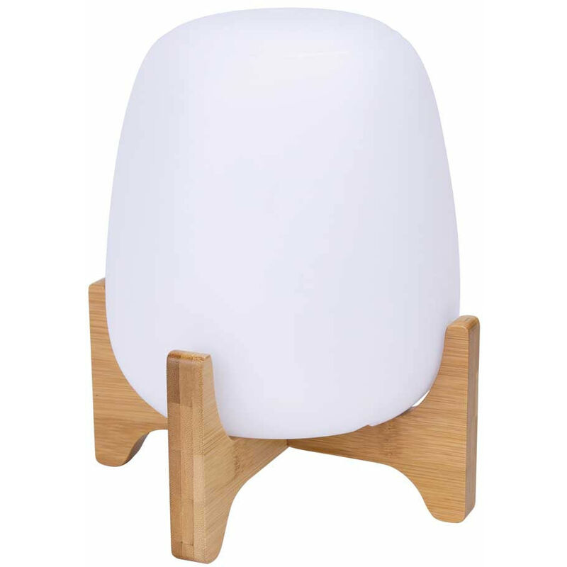 

Lámpara de sobremesa inalámbrica PALMY con soporte de madera, regulable H26cm LED blanco/multicolor