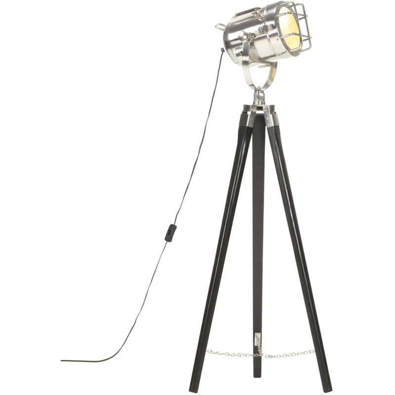 

Lámpara de suelo con trípode madera maciza de mango negro 97 cm - Negro