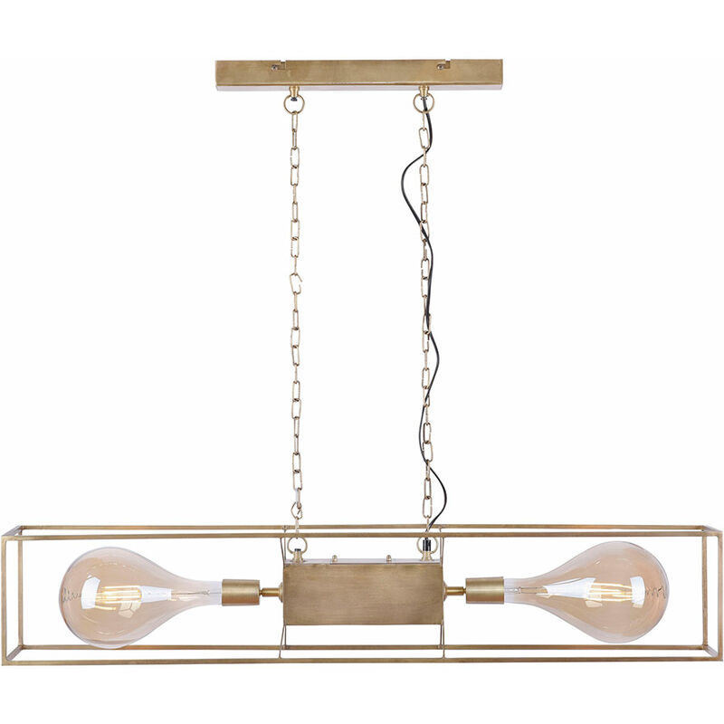 

Lámpara de suspensión lámpara colgante lámpara colgante lámpara de diseño lámpara retro comedor, cadena de 2 llamas de latón estilo retro caja