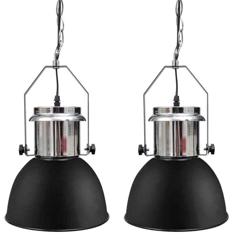 

Lámpara de techo altura ajustable moderna metal negro 2 uds - Negro