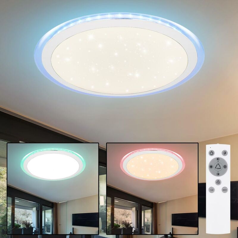 

Lámpara de techo cielo estrellado lámpara de techo control remoto regulable, con cambio de color RGB colores de luz ajustables, 1x LED RGB 36.5W