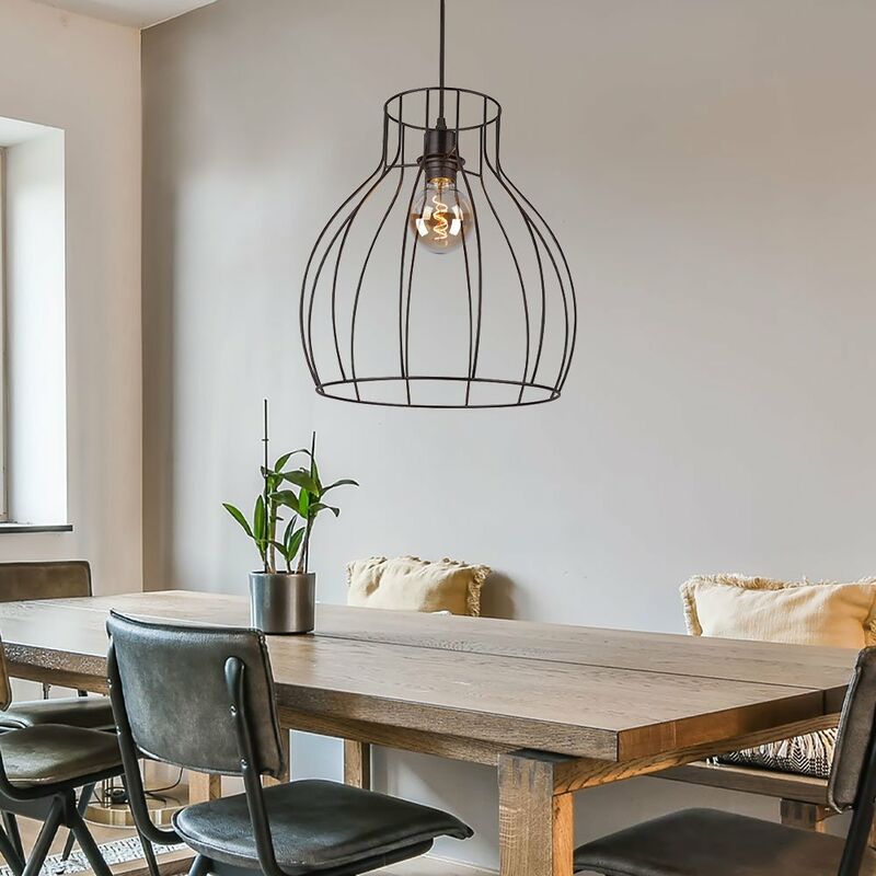 

Lámpara de techo colgante jaula dormir habitación de invitados lámpara de celosía negro