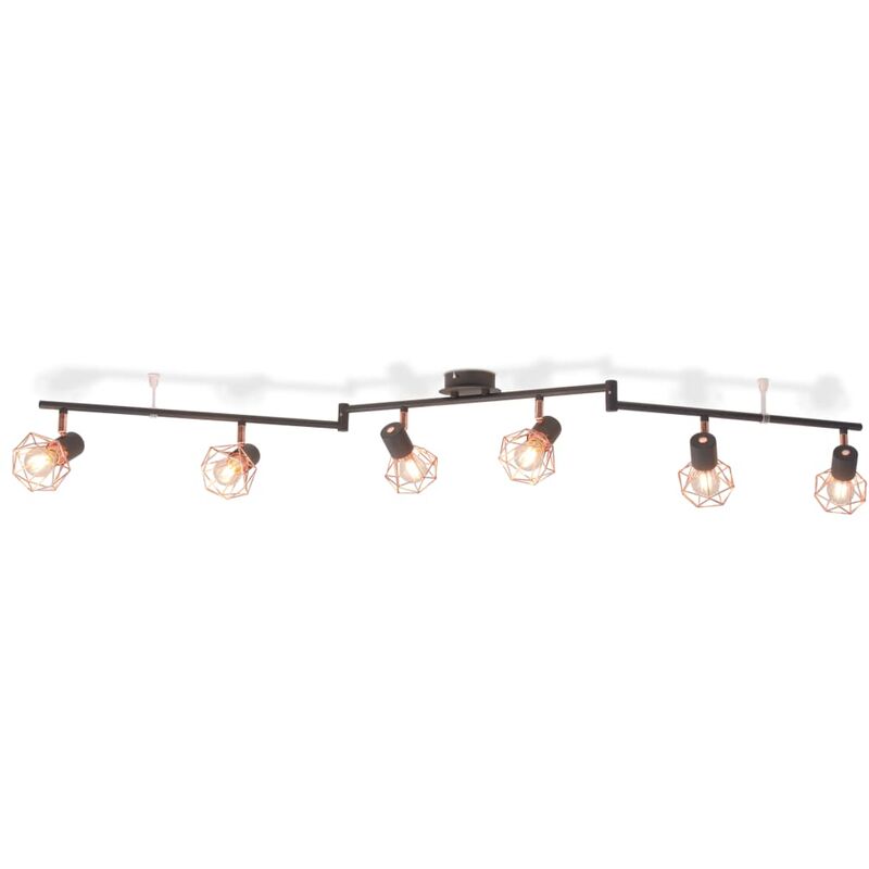 

Lámpara de techo con 6 focos E14 negra y cobre - Negro