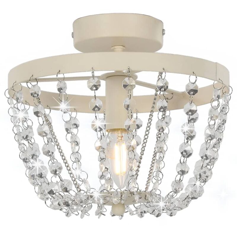 

Lámpara de techo con cuentas de cristal blanco redonda E14 - Blanco