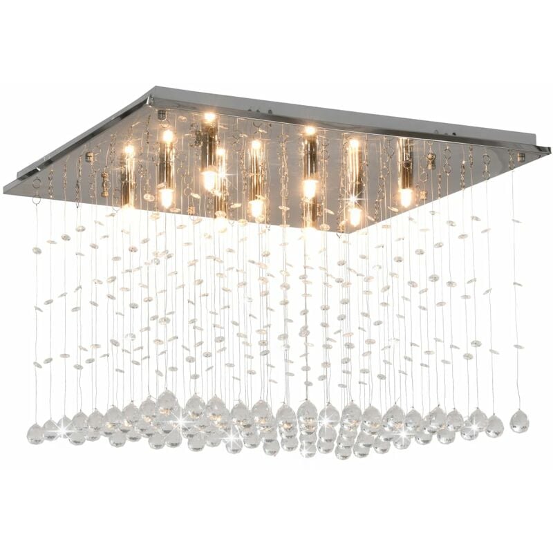 

Lámpara de techo con cuentas de cristal plateado cúbica G9 - Plateado