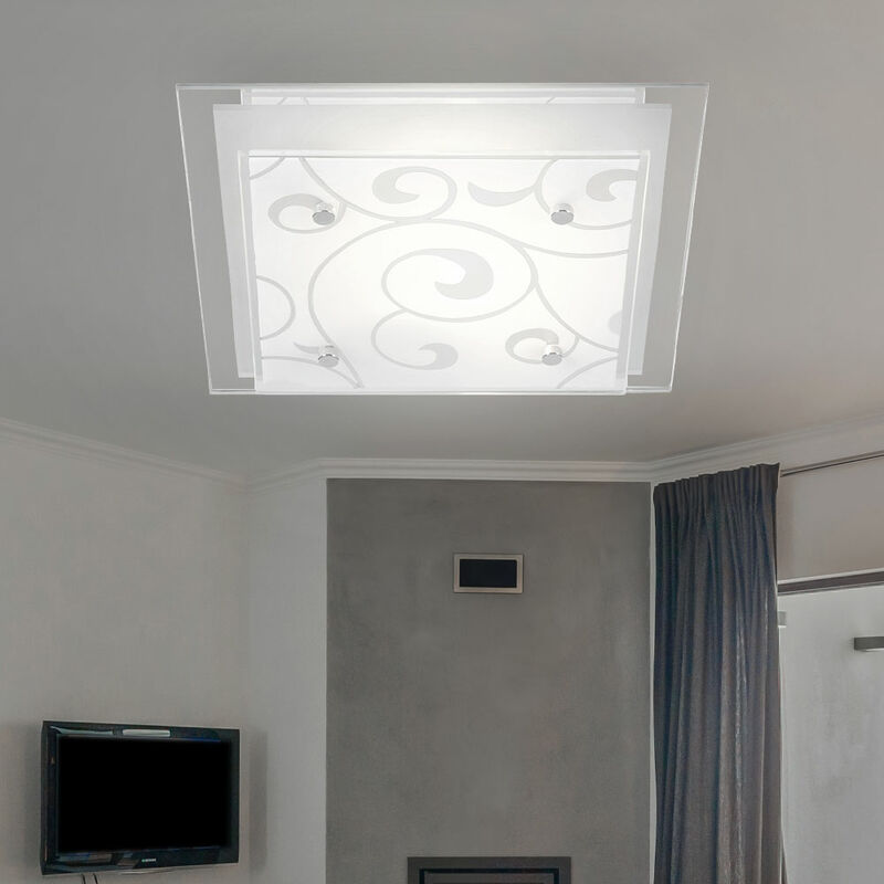 

Lámpara de techo cuadrada living comedor dormitorio lámpara diseño de vidrio cromado iluminación DIA