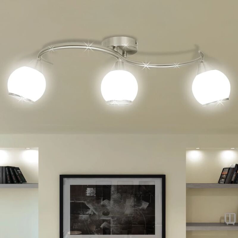 

Lámpara de techo de cristal y soporte curvado 3 bombillas E14 - Blanco