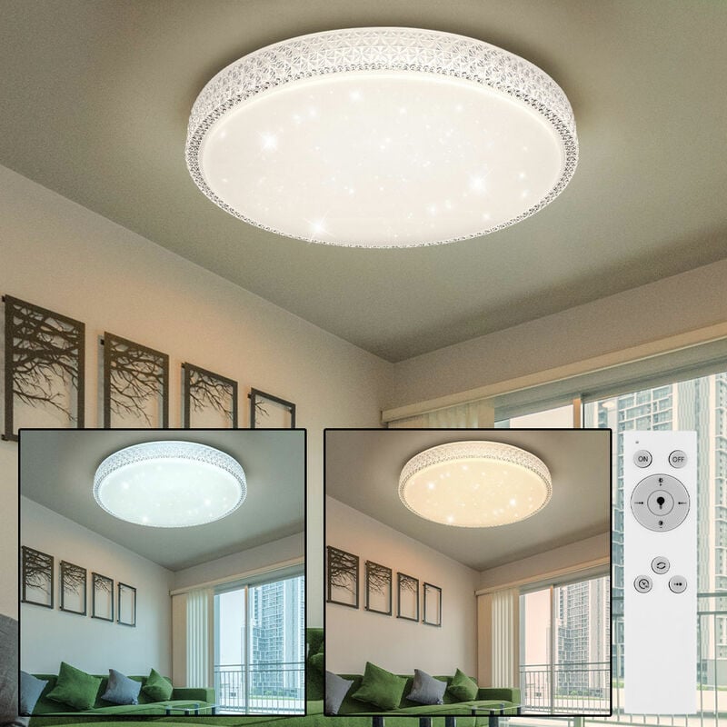 

Diseño LED CCT Lámpara de techo Luminaria de sala de estar Control remoto Focos de cristal Efecto estrella Blanco REGULABLE Globo 41749-40