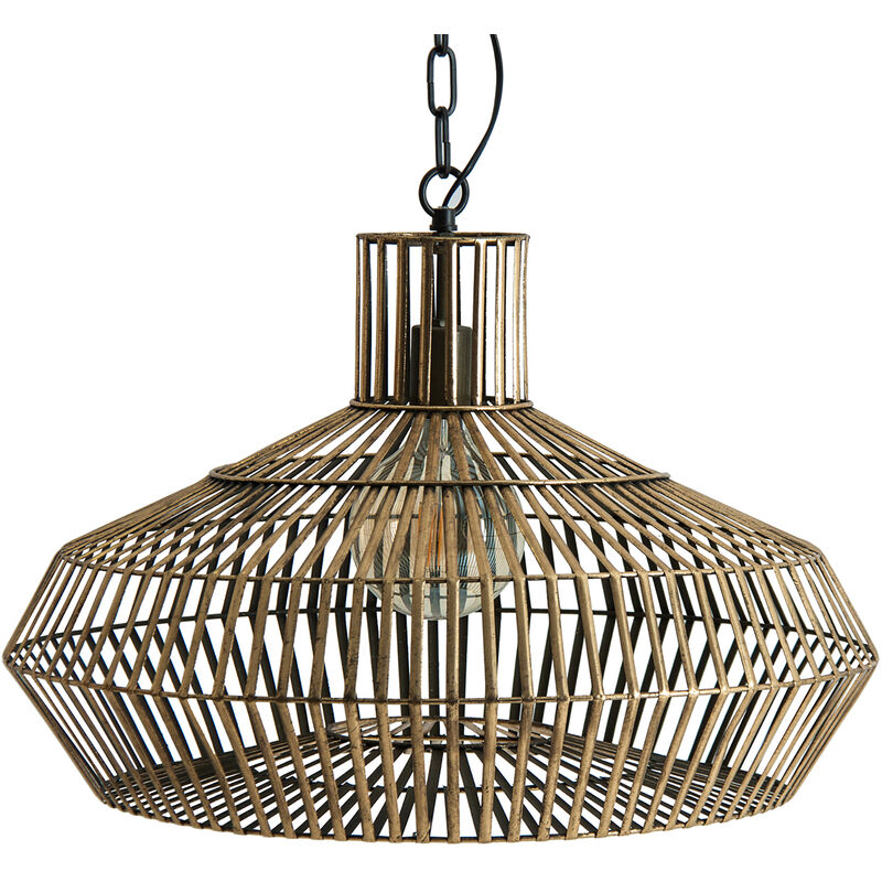 

L�Mpara De Techo, En Color Oro Viejo, De Estilo Industrial. Fabricado En Hierro.