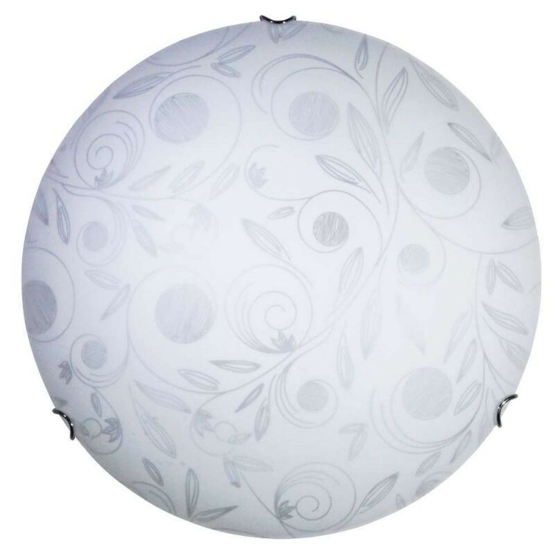 Lámpara de techo en vidrio blanco decorado jardín con ganchos cromados diam.40 cm