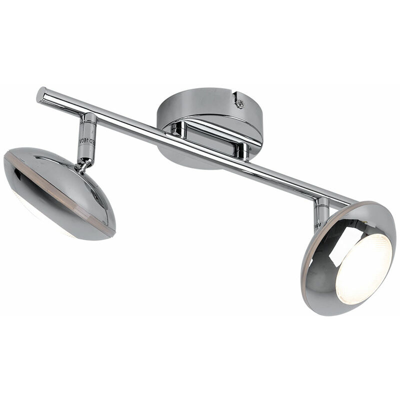 

Lámpara de techo Foco de techo cromado 2 llamas, plafón giratorio Spots LED, con focos móviles en cromo, 2x5W 2x 360lm 3200K, L 30 cm