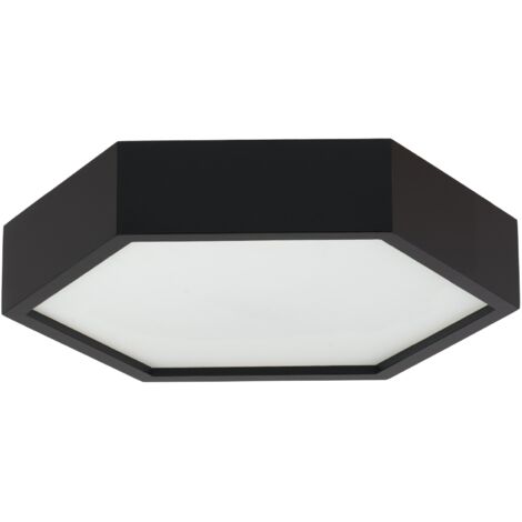 L谩mpara de techo hexagonal LEJA 375 NEGRO para sal贸n, cocina, ba帽o ELEGANTE