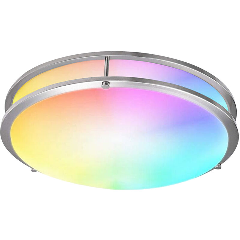 

Luz de techo inteligente 12 pulgadas 15 W Lámpara de techo Wi-Fi de montaje empotrado 2700K-6500K Blanco y RGB Luces de techo regulables multicolores