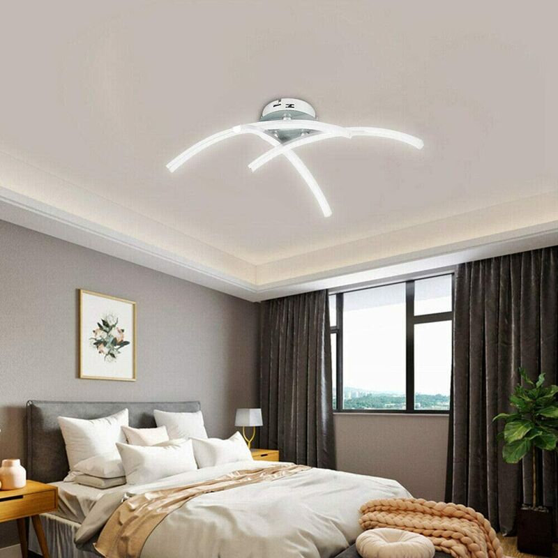 

Lámpara de techo LED blanca fría, lámpara de araña de techo curvada de diseño moderno con 3 luces curvas para sala de estar, dormitorio, comedor, 18W