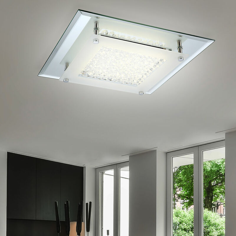 

Lámpara de techo LED de 12 vatios, lámpara de techo, lámpara de iluminación, cristales de vidrio cromado, transparentes