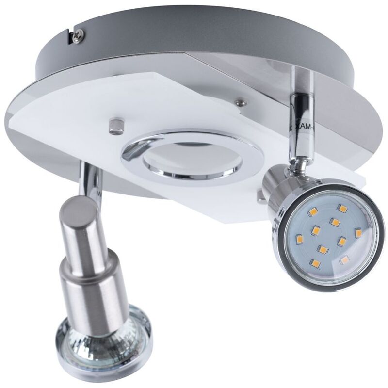 

Briloner - Lámpara de techo LED giratoria Lámpara de techo vidrio satinado, lámpara de pasillo móvil, metal, 2x GU10 1x LED blanco cálido, DxH