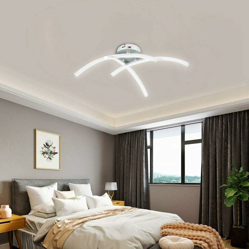 

Lámpara de techo LED, lámpara de araña de techo curvada de diseño moderno con 3 luces curvas para sala de estar, dormitorio, comedor, 18 W (blanco