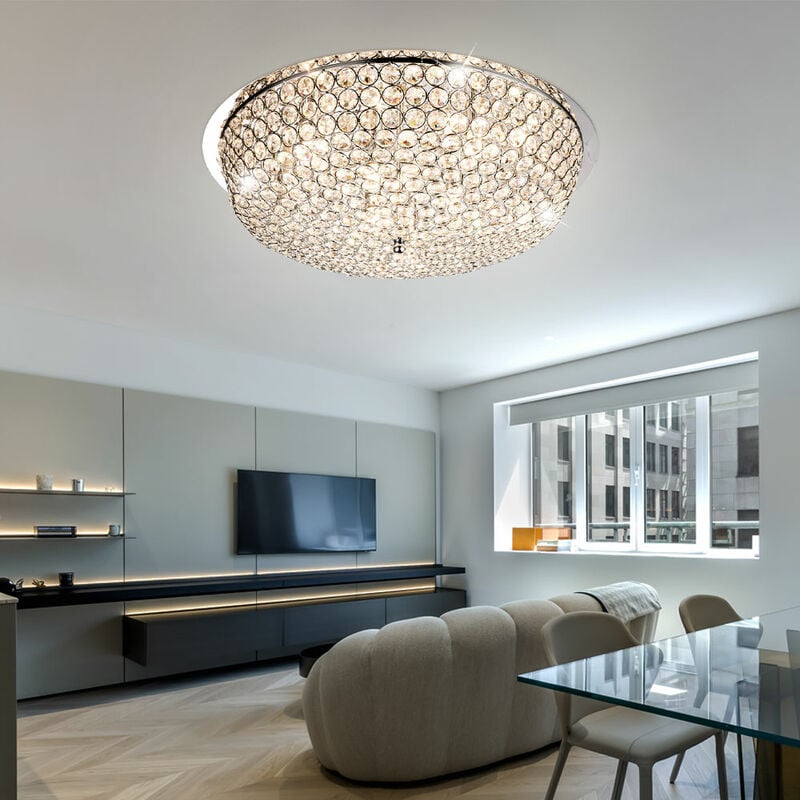 

Lámpara de techo LED Lámpara de cromo Cristales trenzados Iluminación de dormitorio de estar
