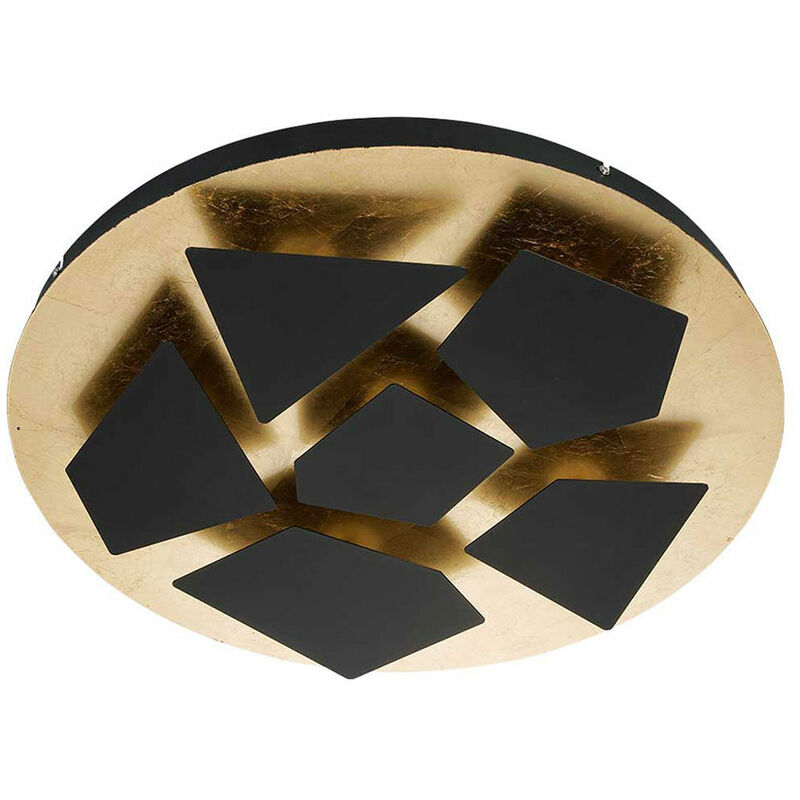 

Lámpara de techo LED lámpara de techo lámpara de salón lámpara de diseño retro, metal, oro negro, 2950 lúmenes 34 vatios 3000 kelvin, DxH 60x8 cm