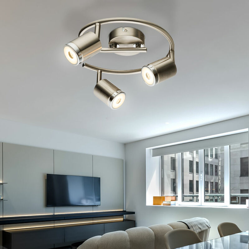 

Lámpara de techo LED luminaria metal níquel cromo mate spot sala de estar dormitorio