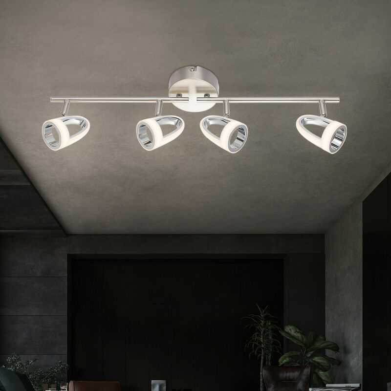 

Lámpara de techo LED Luminaria Spot Movable Metal Matt Nickel Chrome Dormitorio
