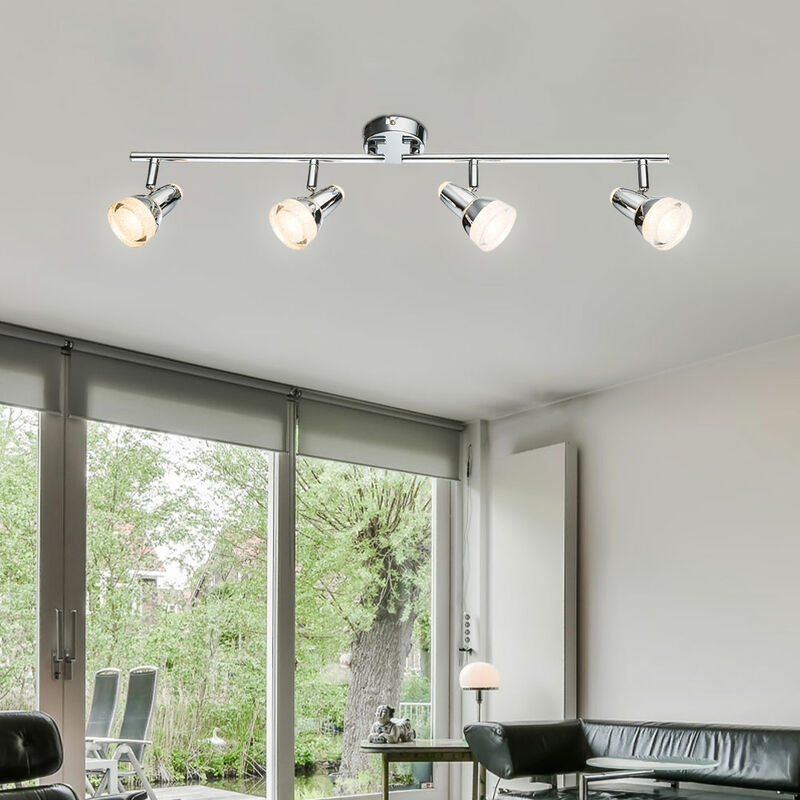 

Lámpara de techo LED Luz de metal Cromo Cristales de vidrio Puntos Iluminación móvil